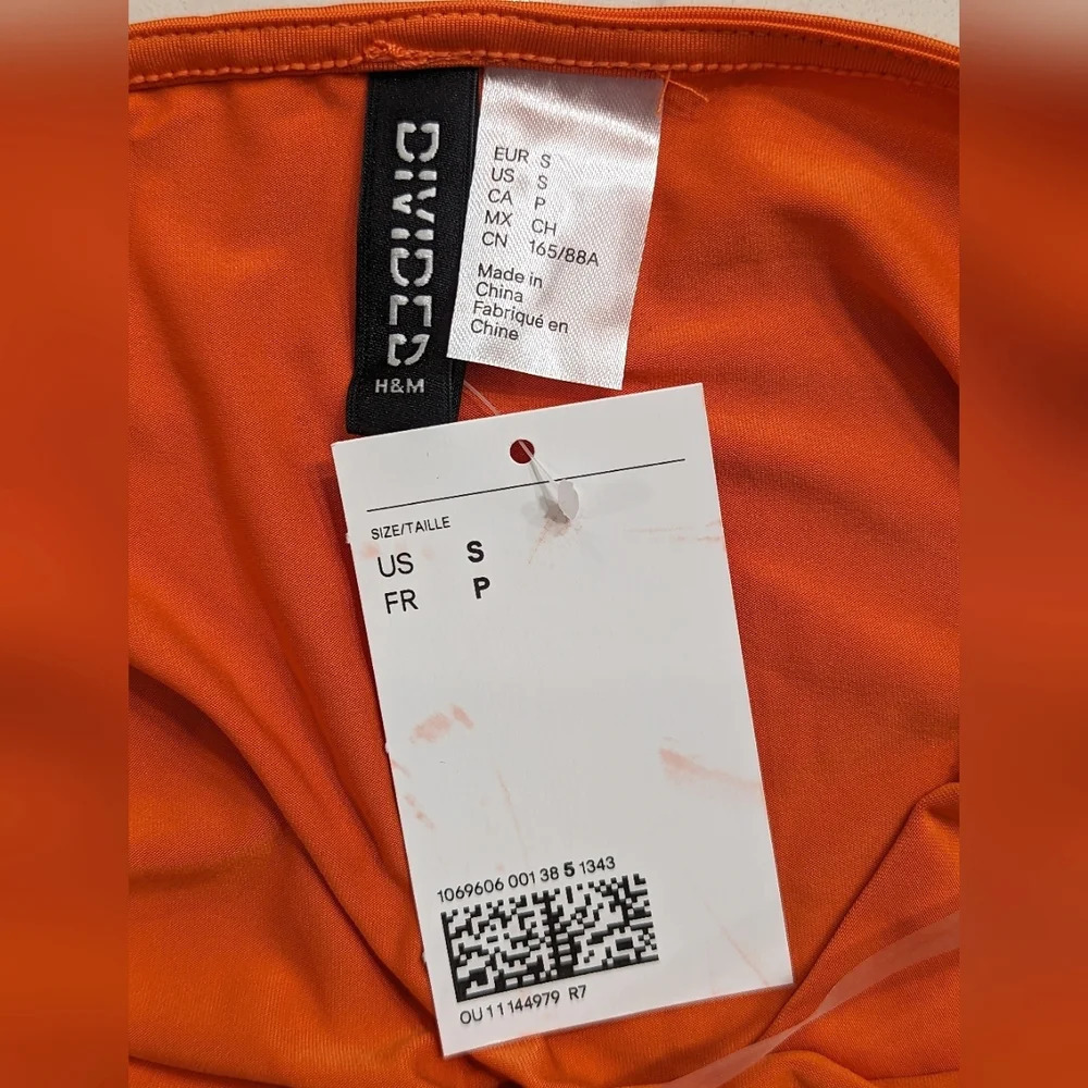 H&M Orange Halter Cutout Mini Dress Swim Cover-Up Size Small - Picture 3 of 4